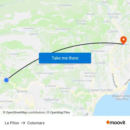 Le Pilon to Colomars map