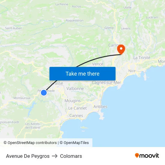 Avenue De Peygros to Colomars map