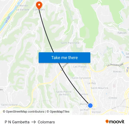 P N Gambetta to Colomars map