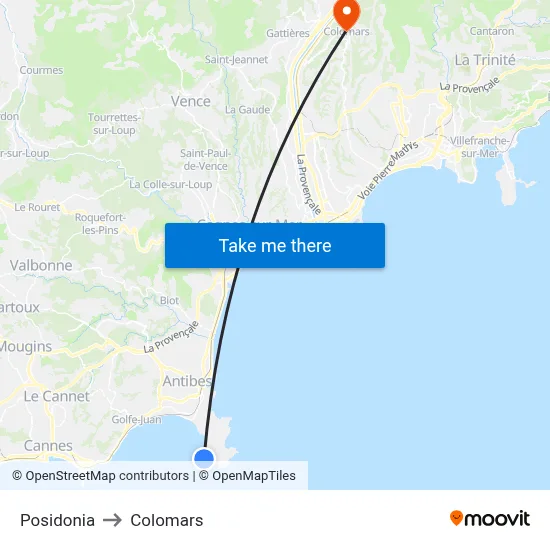 Posidonia to Colomars map