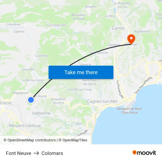 Font Neuve to Colomars map