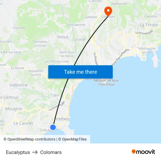 Eucalyptus to Colomars map