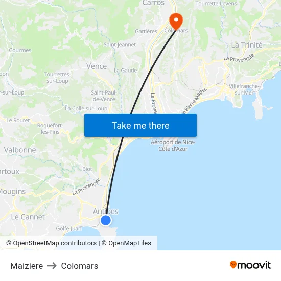 Maiziere to Colomars map