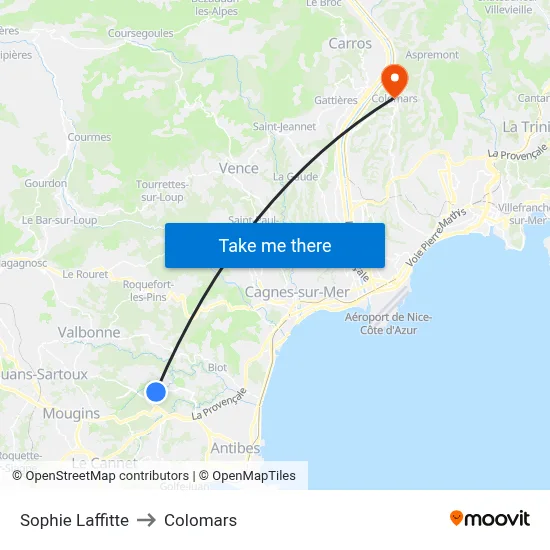 Sophie Laffitte to Colomars map