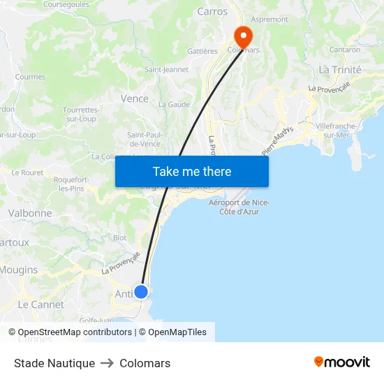 Stade Nautique to Colomars map