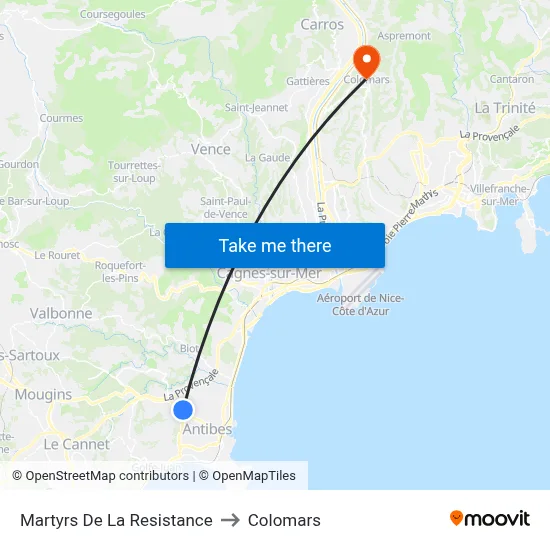 Martyrs De La Resistance to Colomars map