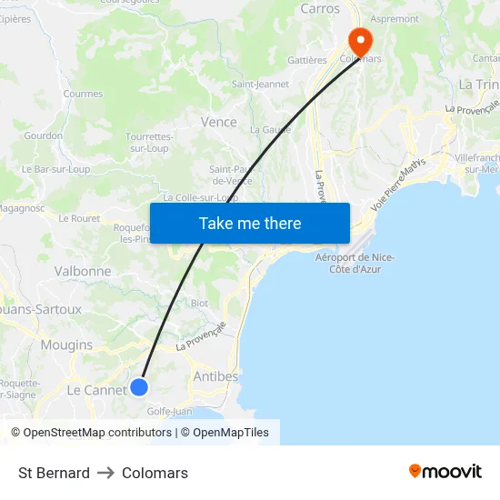 St Bernard to Colomars map