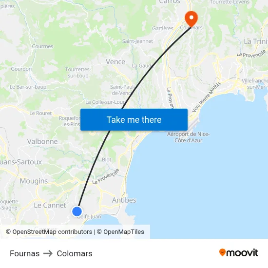 Fournas to Colomars map