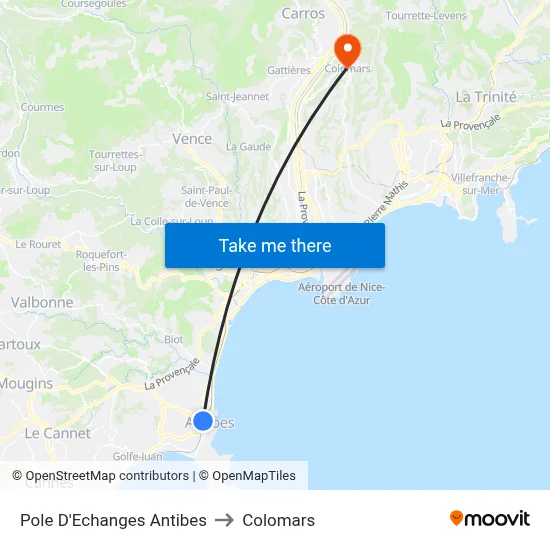 Pole D'Echanges Antibes to Colomars map