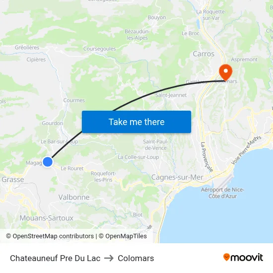 Chateauneuf Pre Du Lac to Colomars map