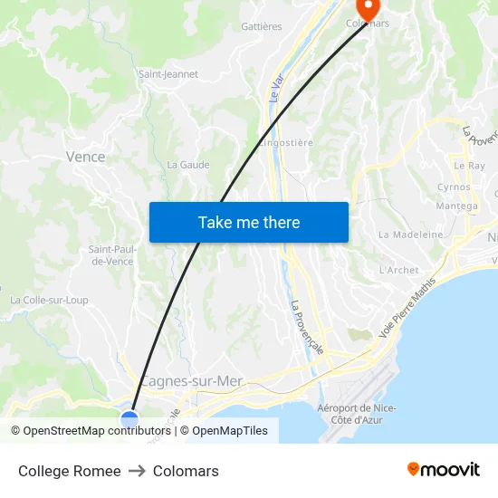 College Romee to Colomars map