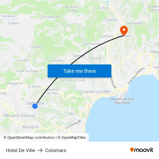 Hotel De Ville to Colomars map