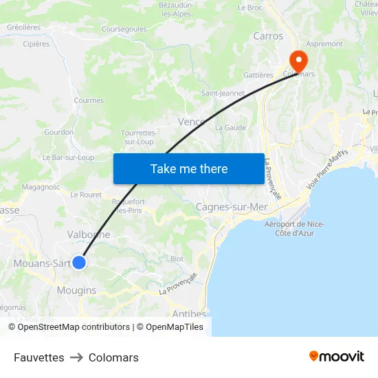 Fauvettes to Colomars map