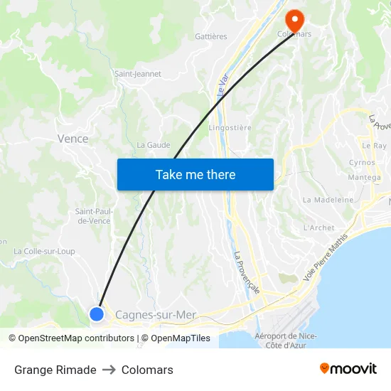Grange Rimade to Colomars map