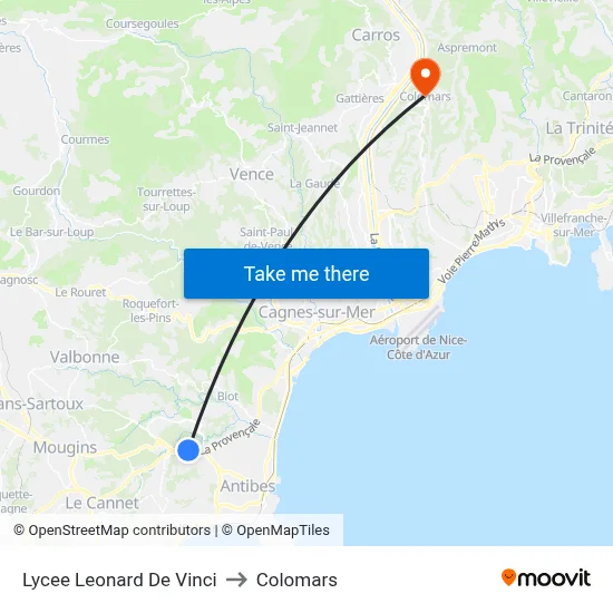 Lycee Leonard De Vinci to Colomars map