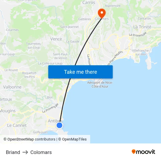 Briand to Colomars map