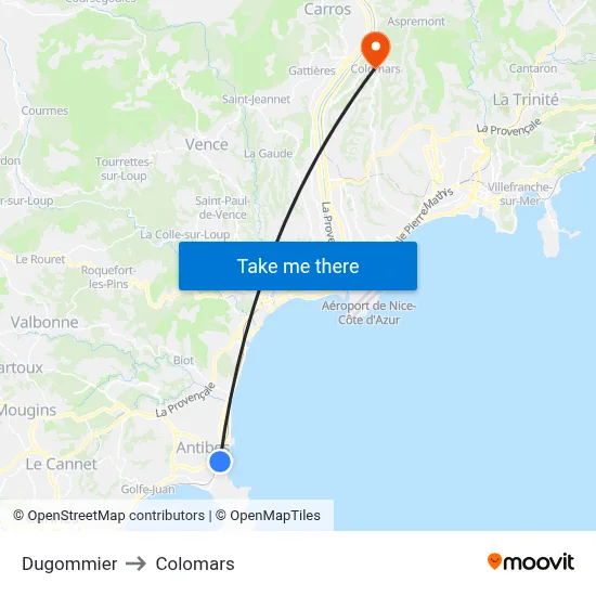 Dugommier to Colomars map