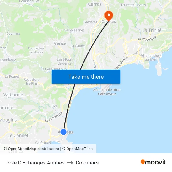 Pole D'Echanges Antibes to Colomars map