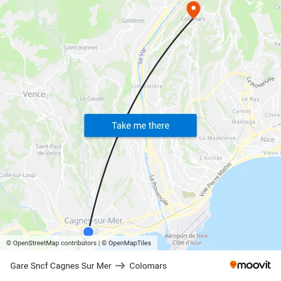 Gare Sncf Cagnes Sur Mer to Colomars map