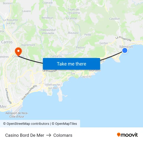 Casino Bord De Mer to Colomars map