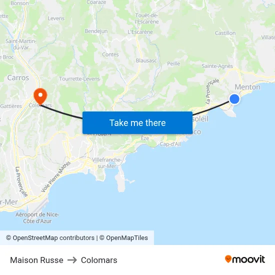 Maison Russe to Colomars map