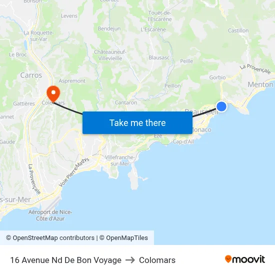 16 Avenue Nd De Bon Voyage to Colomars map