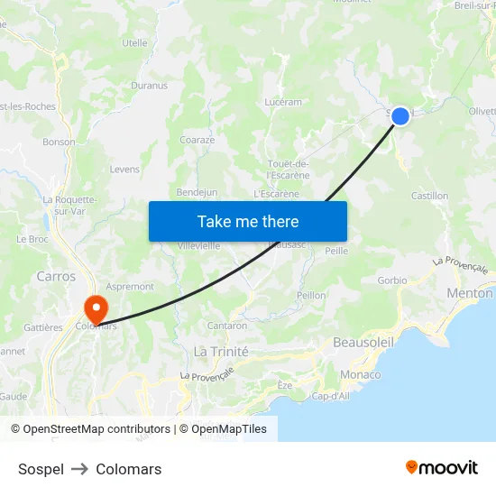 Sospel to Colomars map