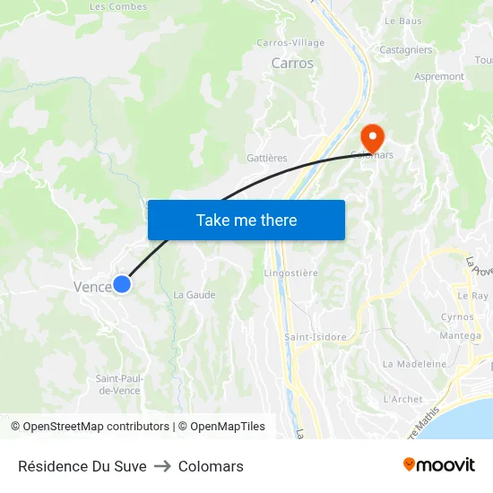 Résidence Du Suve to Colomars map