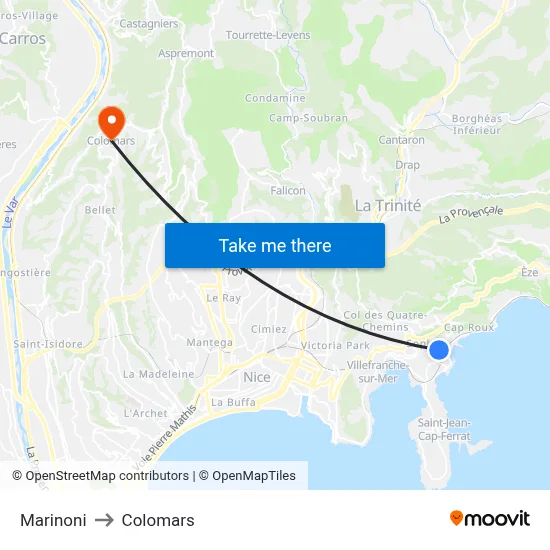 Marinoni to Colomars map