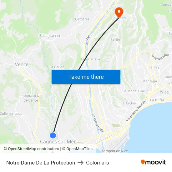 Notre-Dame De La Protection to Colomars map