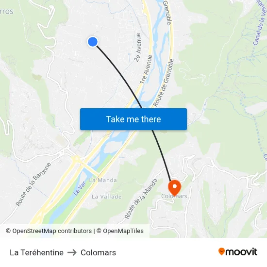 La Teréhentine to Colomars map