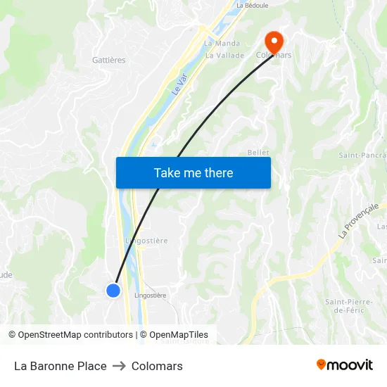 La Baronne Place to Colomars map