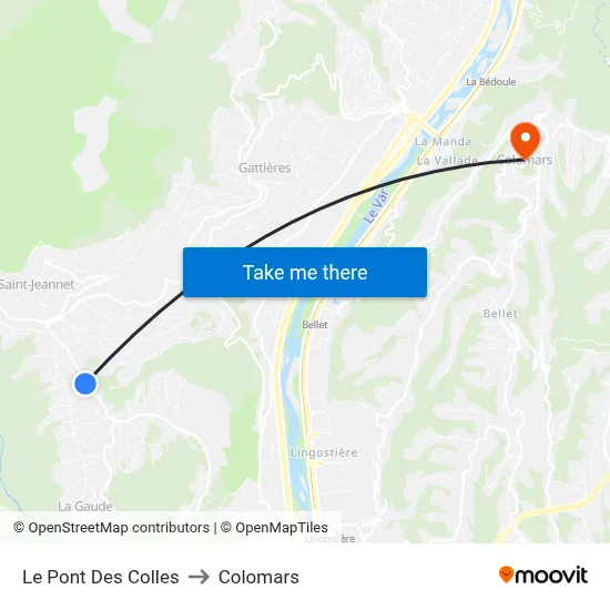 Le Pont Des Colles to Colomars map
