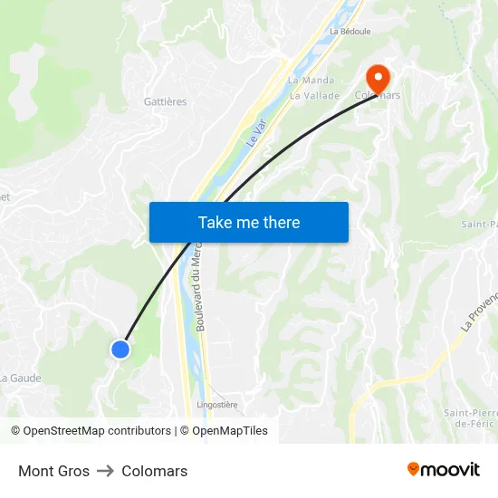 Mont Gros to Colomars map