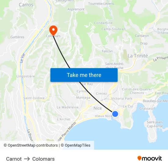 Carnot to Colomars map