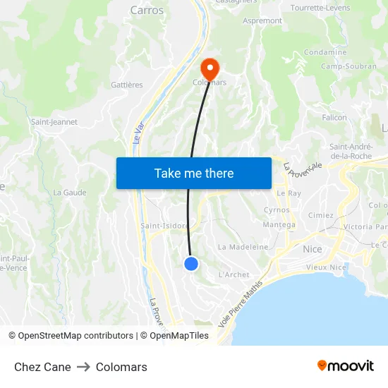 Chez Cane to Colomars map