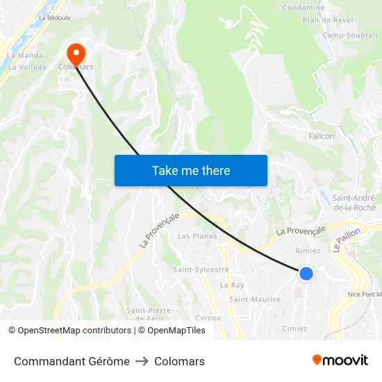 Commandant Gérôme to Colomars map