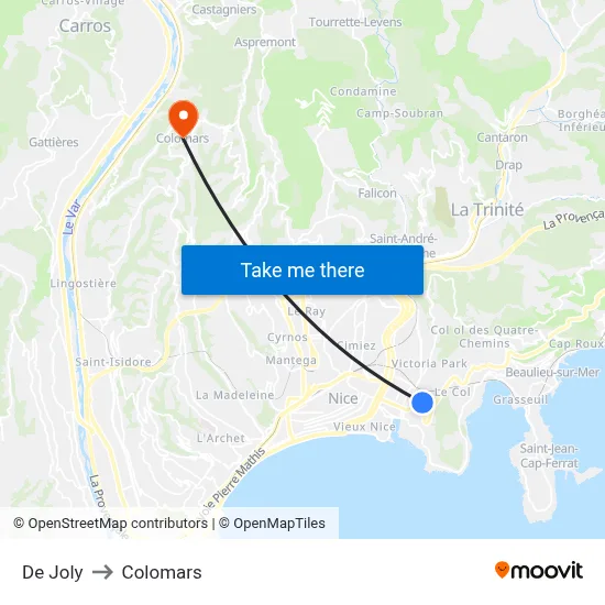 De Joly to Colomars map