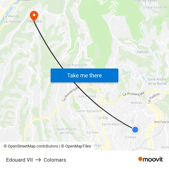 Edouard VII to Colomars map