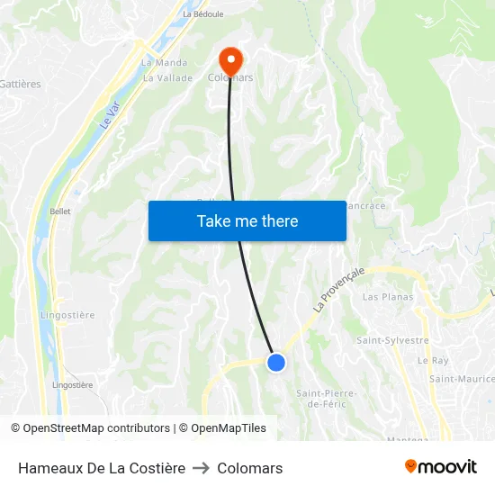 Hameaux De La Costière to Colomars map
