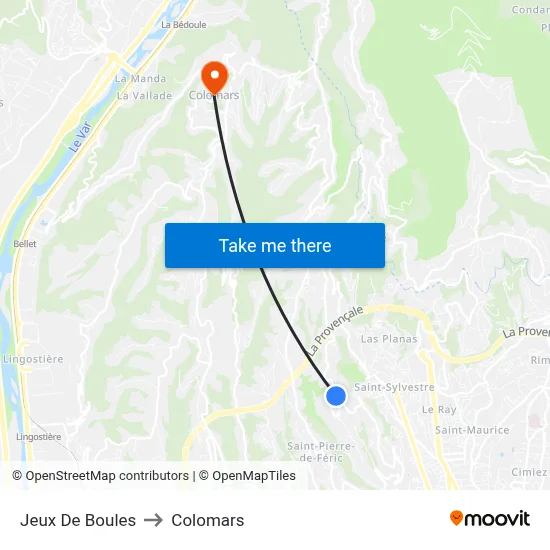 Jeux De Boules to Colomars map