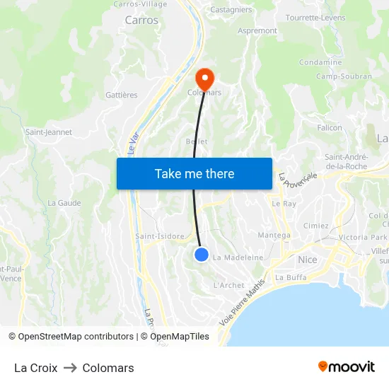 La Croix to Colomars map