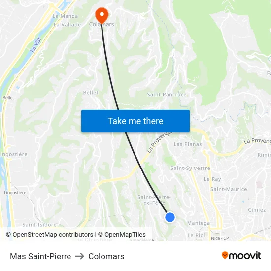 Mas Saint-Pierre to Colomars map