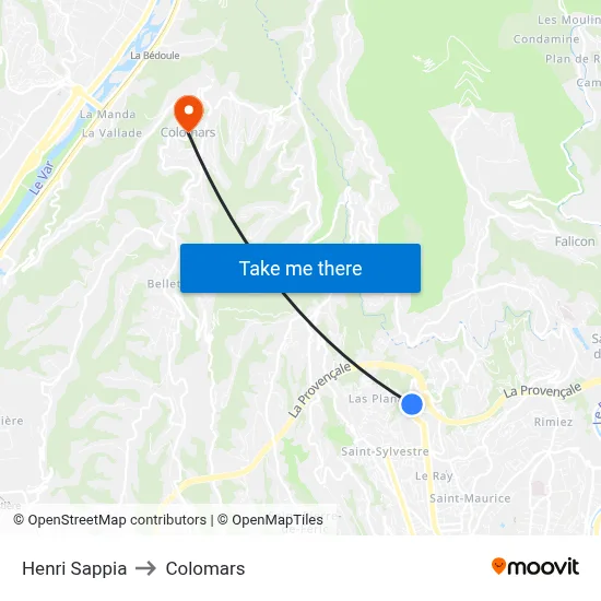 Henri Sappia to Colomars map