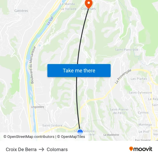 Croix De Berra to Colomars map