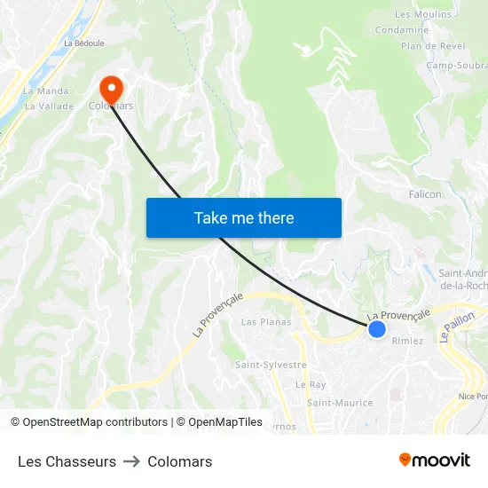 Les Chasseurs to Colomars map