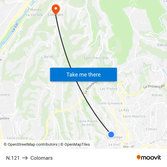 N.121 to Colomars map