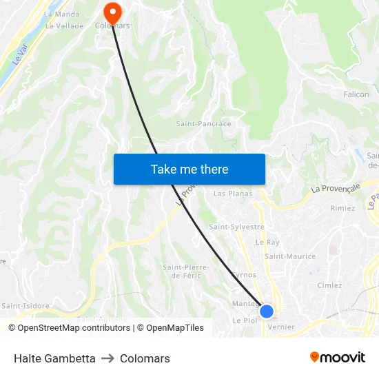 Halte Gambetta to Colomars map