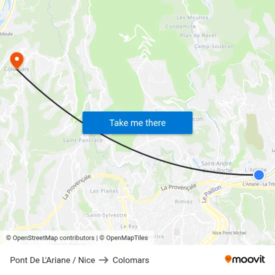 Pont De L'Ariane / Nice to Colomars map