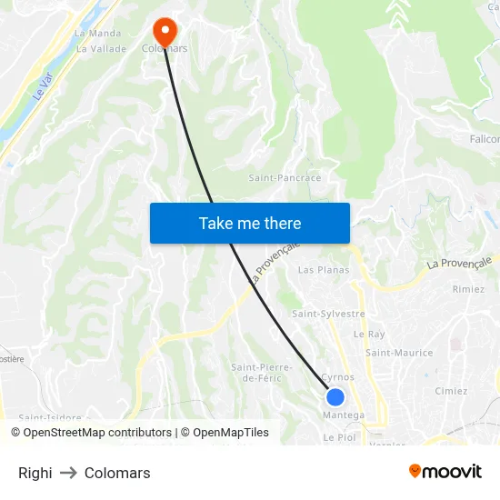Righi to Colomars map